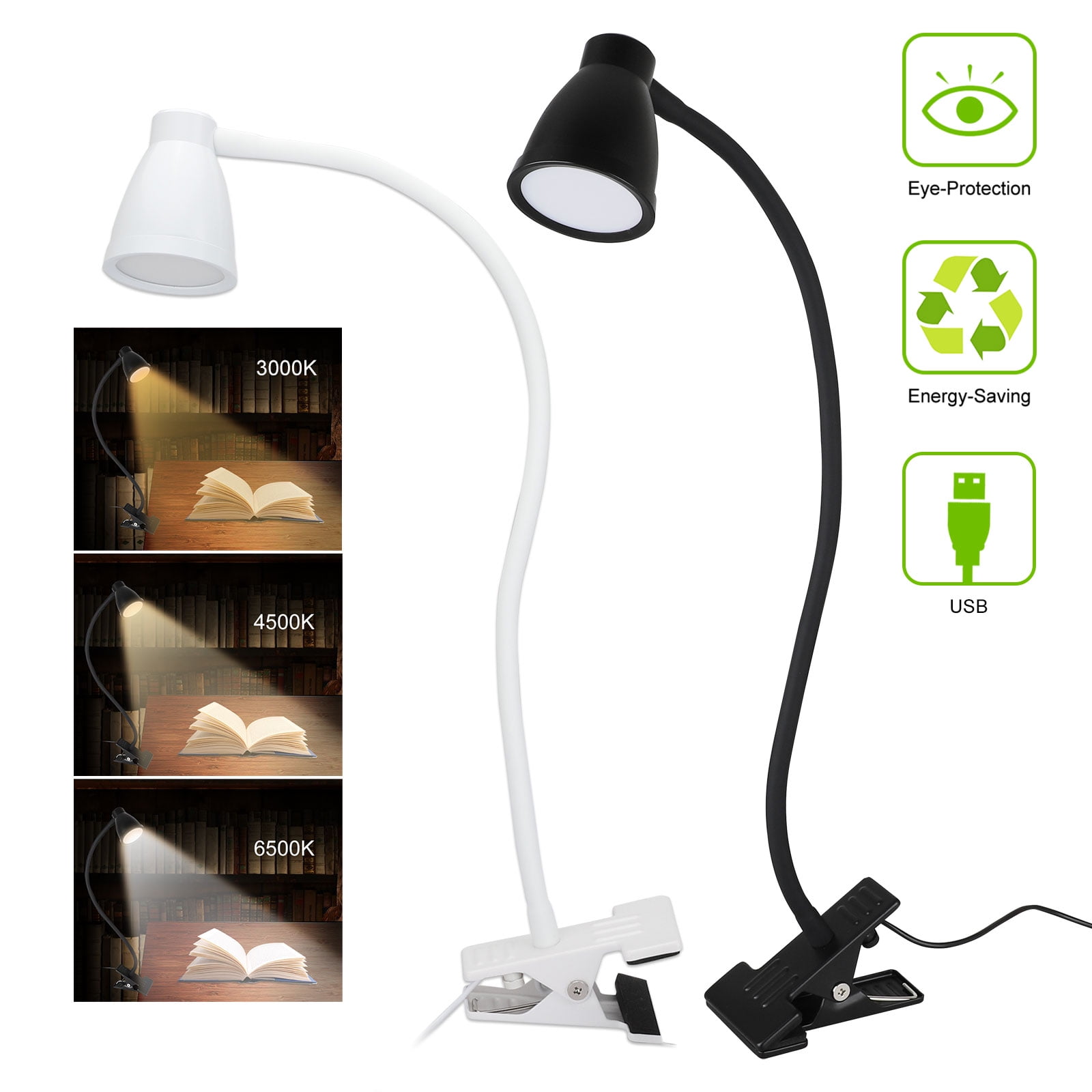 Clip-on Music Stand Light Headboard Lamp AC 110V ~220V Clip on Bed Light Pianos Music Reading Lamp Clamp Light Battery clip 10 lights with USB 