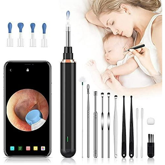 Ear Wax Remover Camera, Ear Cleaner Wireless Otoscope 1296P FHD, 3.9mm Lens, 6 LED Lights, IP67 Waterproof Endoscope for iPhone Android Smart Phones, with 4 Ear Spoons and 8Pcs Earwax Removal Kit