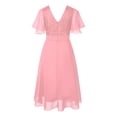 thumbnail image 3 of TiaoBug Kids Girls Sequins V Neck Bridesmaid Dress A-Line Pleated Chiffon Dresses, 3 of 5