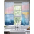 thumbnail image 2 of Modernism Sheer Curtains for Living Room Bedroom, Light-filtering Sheer Curtain, Abstract Gold Blue Pink Color Block Rod Pocket Voile Window Treatment Drapes, 52’’Wx63’’L, 2 Panels Set, 2 of 7