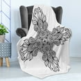 thumbnail image 4 of Celtic Soft Flannel Fleece Throw Blanket, Royal Old Celtic Knot Pattern with Curled Lace Leaf Renaissance Times Art, Cozy Plush for Indoor and Outdoor Use, 60" x 80", Black White, by Ambesonne, 4 of 5