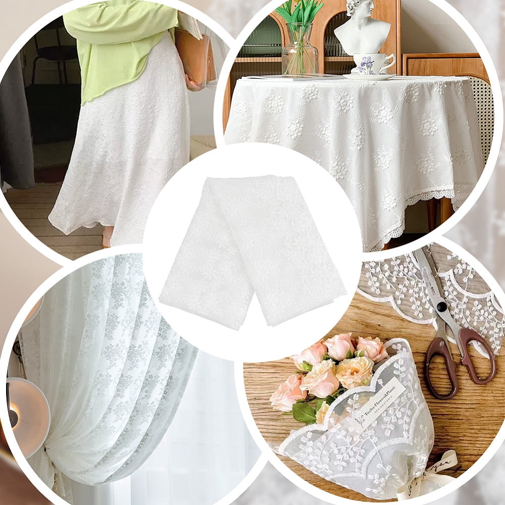 Flower Pattern Polyester Embroidery Lace Fabric Clothing Accessories WhiteSmoke 130~150x0.08cm about 3 yards/sheet