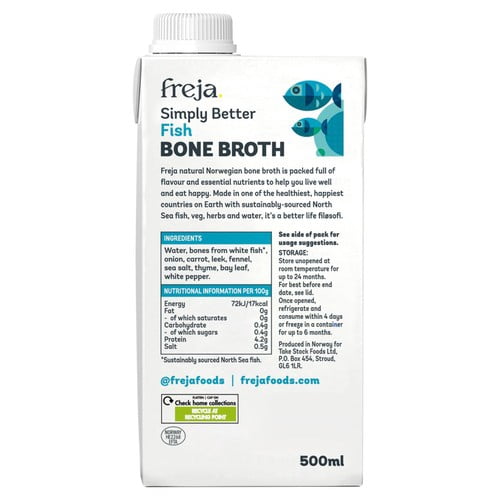 Freja Fish Classic Bone Broth 500ml, British Import (Pack of 2)