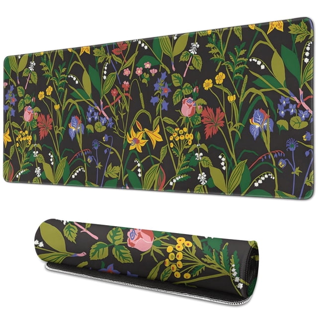 User-Friendly Garden Flowers Mouse Mat - Super Soft, Cute Design, Non-Slip Rubber Base, Smooth Slide, Splash Resistant, Portable, Ideal for Any PC, Personalized Style, 31.5x11.8 Inch