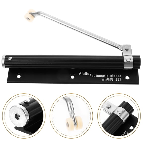 ETEREAUTY Black Aluminum Alloy Automatic Door Closer with Buffer Design, Self-Closing Door Hinge for Home and Office Use