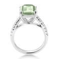 thumbnail image 3 of Gem Stone King 925 Sterling Silver Green Prasiolite and White Created Sapphire Women's Ring (3.16 Ct Octagon Cut, Available in Size 5,6,7,8,9), 3 of 6