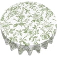 thumbnail image 3 of Sage Green Floral Tablecloth Round 70 Inch Dark Green Vintage Floral Table Cloth Polyester Chinoiserie Flowers Farmhouse Table Cover for Kitchen Party Picnic Outdoor Decor, 3 of 6