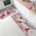thumbnail image 2 of Welcome Spring Summer Cardinal Kitchen Rugs Set of 2, Red Birds Pink Dogwood Floral Flower Kitchen Mats Decor, Seasonal Floor Door Mat Home Decorations -17x29 and 17x47 Inch, 2 of 6