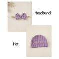 thumbnail image 4 of KIMI BEAR 12 Months Infant Baby Girls Outfit Set 18 Months Clothes Ruffle Long Sleeves Color Block Romper Bowknot Pants with Headband and Hat 4pcs Winter Clothing Purple, 4 of 9