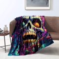 thumbnail image 1 of Blanket,Psychedelic Color Painting Skull,Lightweight Cozy Plush, 1 of 8