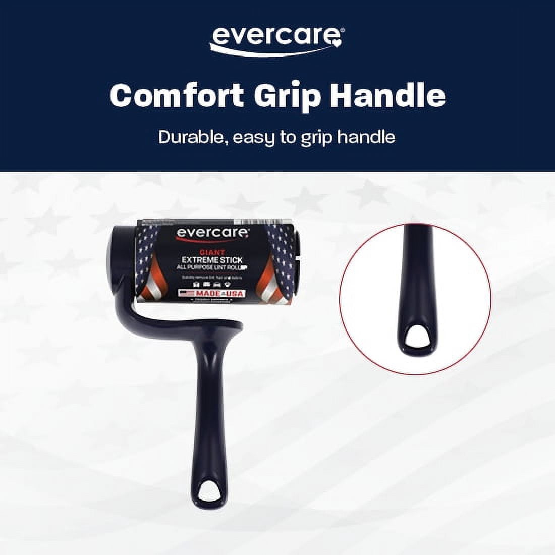 Evercare Giant Extreme Stick All Purpose Lint Roller with T-Shaped Handle, 70 Sheet, 3 Pack