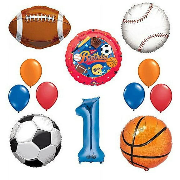 The Ultimate Sports Theme 1st Birthday Party Supplies and Balloon Decorating Kit