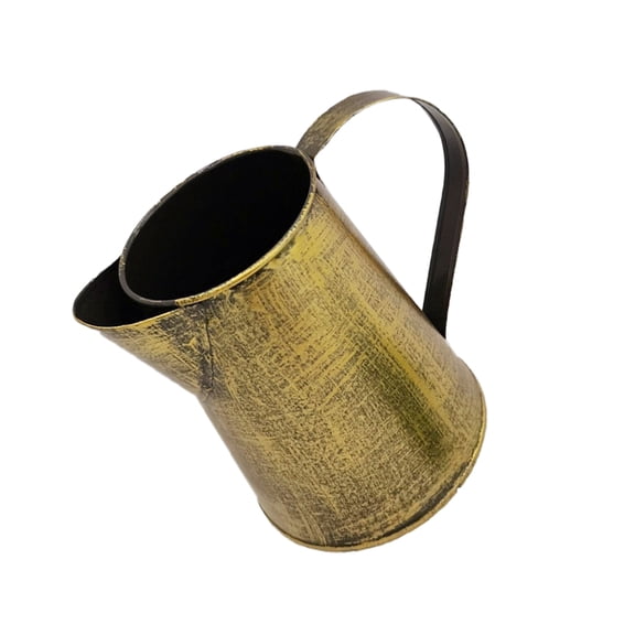 Milisten Vintage Iron Pitcher Flower Vase with Handle, Golden Rustic Decor