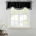 thumbnail image 2 of Black Geometric Tie Up Valance Curtains for Windows, Kitchen Curtains Window Shades, Country Farm Traditional Chinese Tile Light Filtering Roman Curtain Valances for Bedroom/Bathroom/Cafe 60"x18", 2 of 9