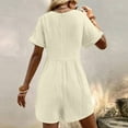 thumbnail image 5 of Kaemgyyd Women's Short Sleeve Romper Summer Casual V Neck Wide Leg Short Jumpsuit Baggy Beach One Piece Outfit with Pockets, 5 of 7