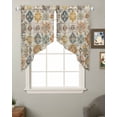 thumbnail image 2 of Farmhouse Morocco Swag Valances for Windows, Boho Abstract Shabby Texture Art Rod Pocket Sheer Valances for Small Windows, Swag Toppers Light Filtering for Kitchen Living Room 2 Panels 28''x36'', 2 of 6