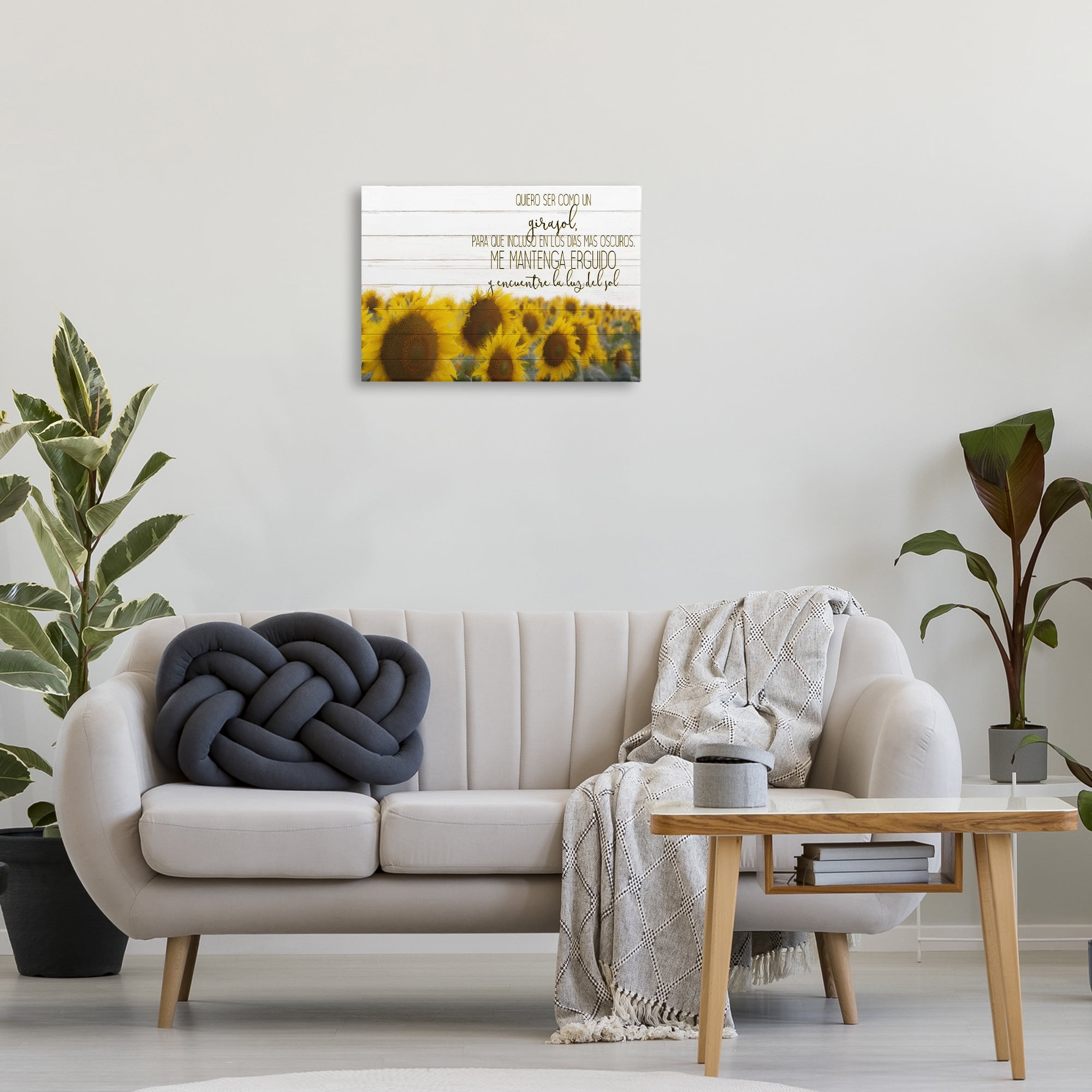 Stupell Industries Quiero Ser Como un Girasol Inspirational Quotes & Sayings Painting Wrapped Canvas Art Print Wall Art, 24 x 16