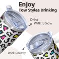 thumbnail image 4 of Insulated 20oz Geometric Texture Tumbler, Stainless Steel Double Wall Travel Coffee Mug with Handle Leak Proof Lid Straw, 4 of 5