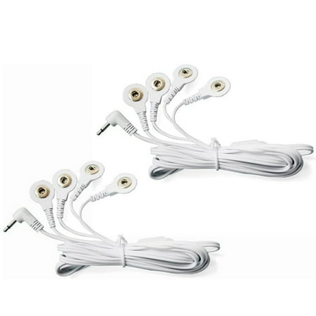 2 pcs Lead Wires Cable Massagers Unit 2.5 mm Plug to FOUR 3.5mm Snap