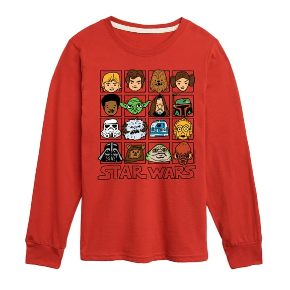 Star Wars - Yoda and Friends Face Grid - Toddler And Youth Long Sleeve Tee