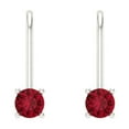thumbnail image 3 of Clara Pucci 0.2 ct Brilliant Round Cut Drop Dangle VVS1 Genuine Conflict free Red Ruby Solid 14K White Gold Designer Everyday Earrings Lever Back, 3 of 5