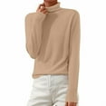 thumbnail image 2 of Womens Tops Turtleneck Long Sleeve Pullover Casual Knitted Warm Cozy Top for Fall Winter 1Pc M Womens Long Sleeve Tops, 2 of 5