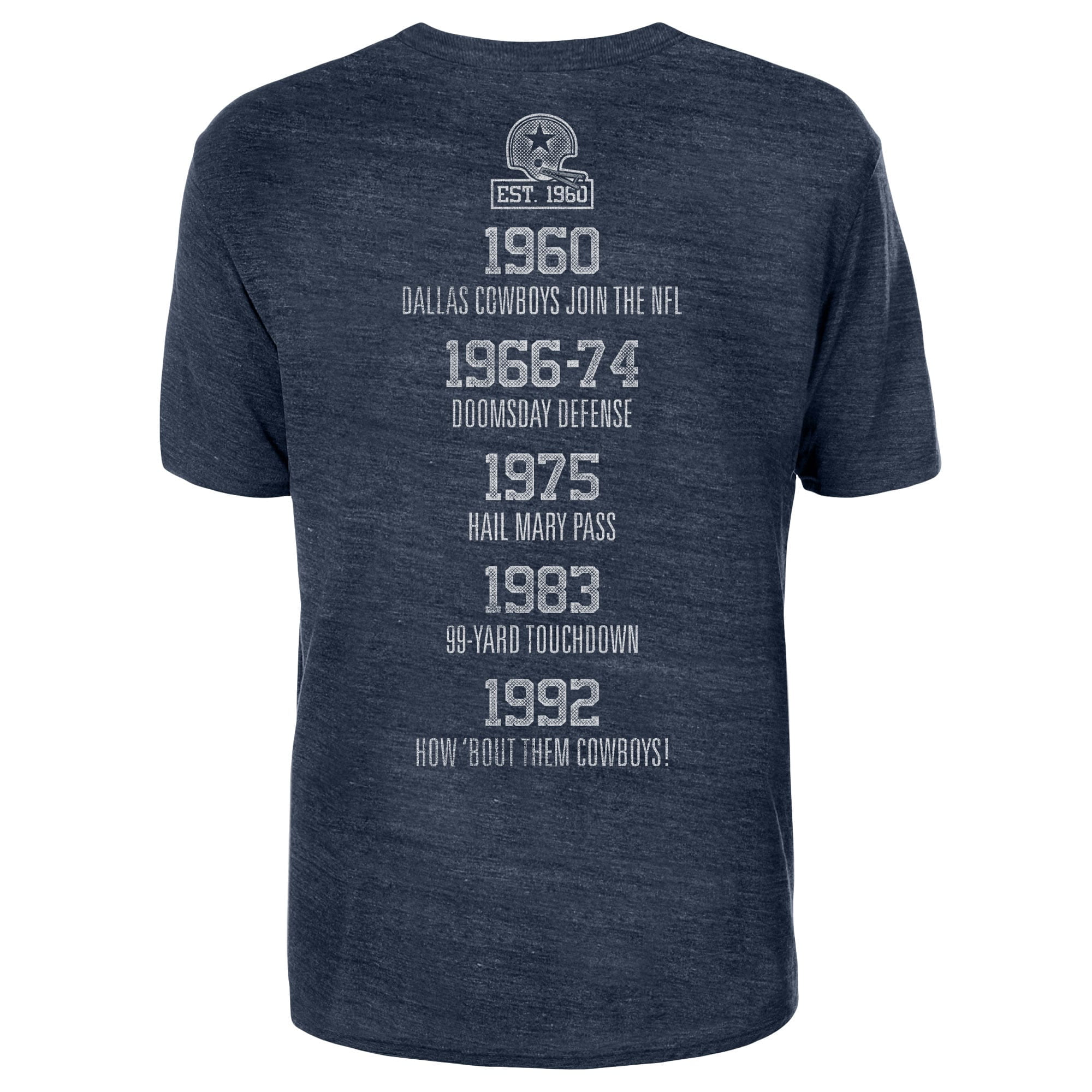 2XL NFL Dallas Cowboys Mens 60th Anniversary Cotton Tee Navy