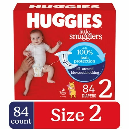 Huggies Little Snugglers Baby Diapers Size 2 (12-18 lbs) 84 count - Pack of 2