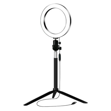 Image of 16cm Filling Light Set Ring Beauty LED Lamp Phone Live Telescopic Tripod Streaming Fill Lamp (Black)