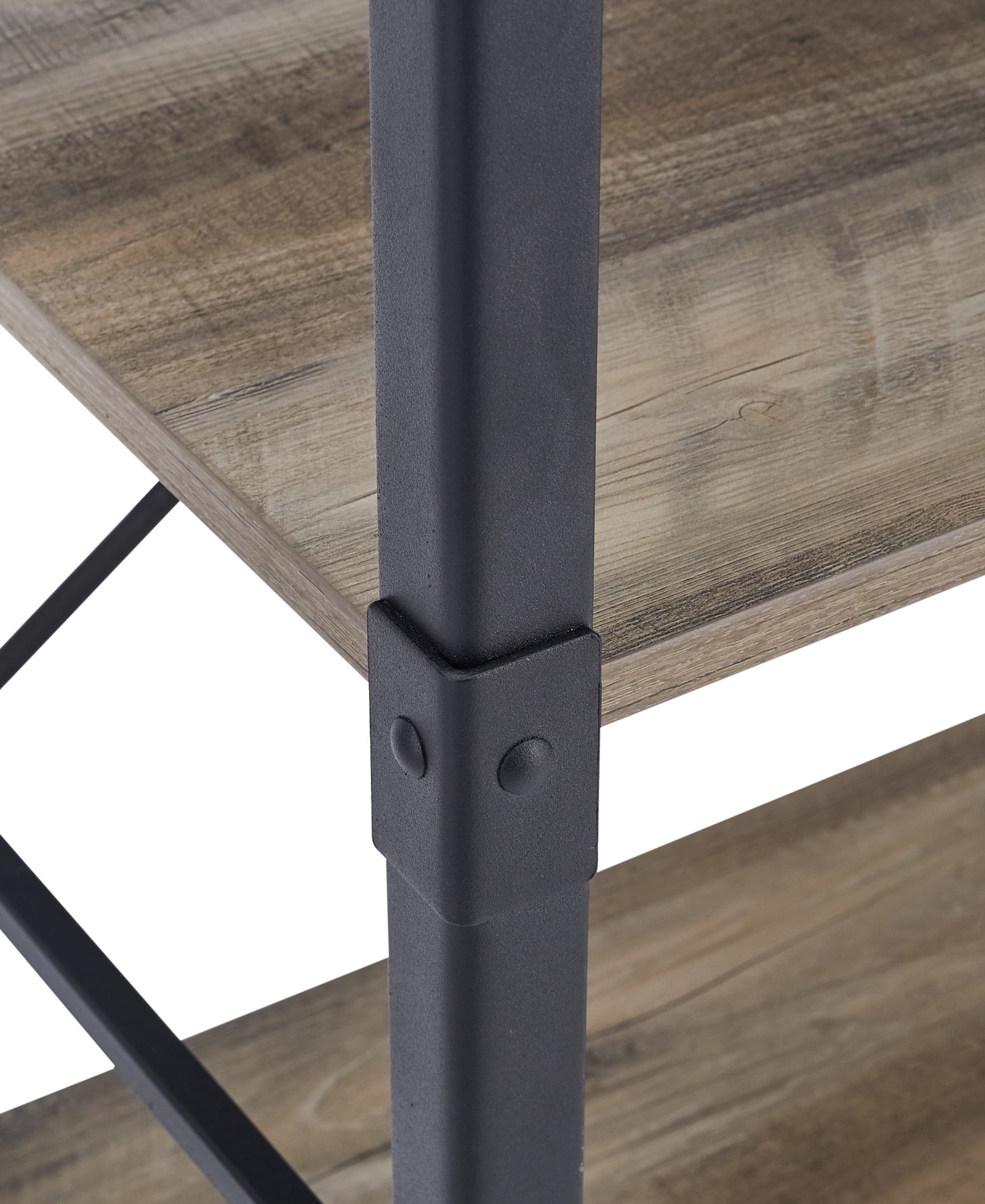 Urban Industrial Angle Iron 4-Shelf Bookcase, Grey Wash