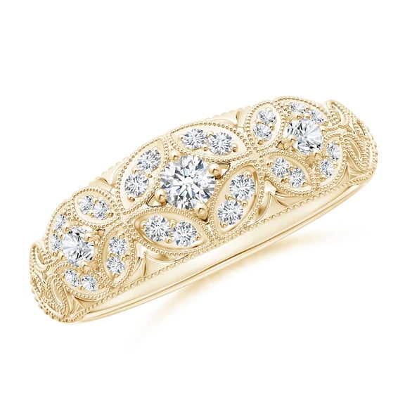 ANGARA Lab Grown Diamond Floral Anniversary Ring for Women in 14K Yellow Gold (Size-2.9mm| Color-F-G| Clarity-VS) | April Birthstone, Anniversary, Jewelry Gift for Women | Lab-Grown Diamond Ring