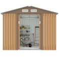 thumbnail image 5 of HOGYME 8' x 8' Large Outdoor Storage Shed Tool House Galvanized Steel W/Sliding Door, Brown, 5 of 10