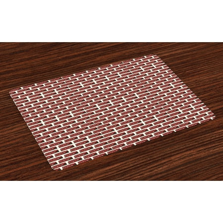 

London Placemats Set of 4 Retro Cartoon Style Double Decker Bus Pattern UK England Travel Transportation Washable Fabric Place Mats for Dining Room Kitchen Table Decor Red Grey Cream by Ambesonne