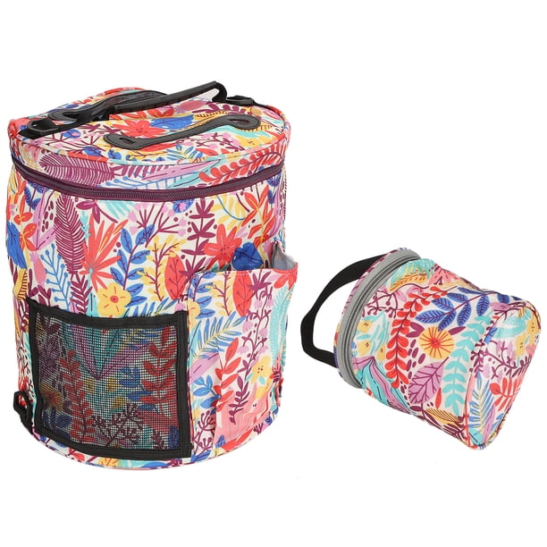 Bolsa de almacenamiento para lanas de lana portátil bolsa de tejer bolsa de mano redonda para almacenamiento de lanas correa de mano con múltiples bolsillos impresión de ANGGREK Otros