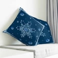 thumbnail image 3 of Navy Blue Snowflake Pillow Covers 16x16 Inch Decorative Throw Pillow Cover, Christmas Winter Vintage Stripes Sofa Pillowcases Accent Cushion Case Home Decor Bedroom Living Room, 3 of 6