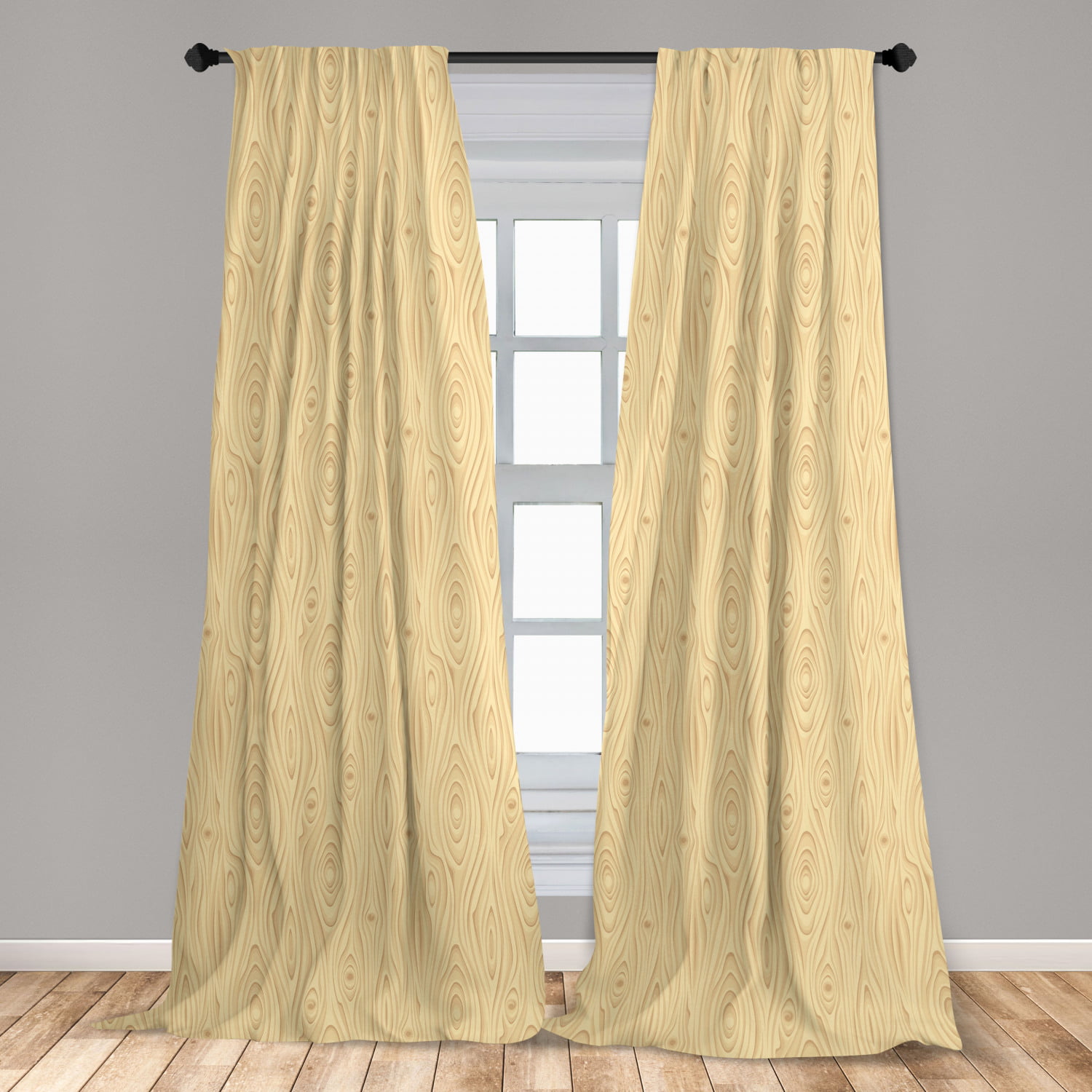 Boho Curtains Map on Wooden Rustic Plank Window Drapes 2 Panel Set 108x63 Inches 