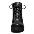 thumbnail image 2 of Botines De Combate Talón De Bloque Cremallera Lateral Punta Redonda Para Mujer Negro 41, 2 of 6