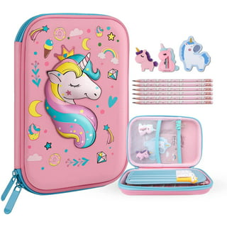 Unicorn Pencil Bag Stationary Sets for Girls, 10 Pcs Colorful Unicorn Pens  with Pencil Case School Gift Kids Birthday Present for Age 6 7 8 9 10 11 12  Years Old Green 