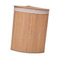 thumbnail image 2 of Cesto de ropa sucia de bambú de esquina con tapa y asa, organizador de almacenamiento de juguetes, lavado Beige, 2 of 9