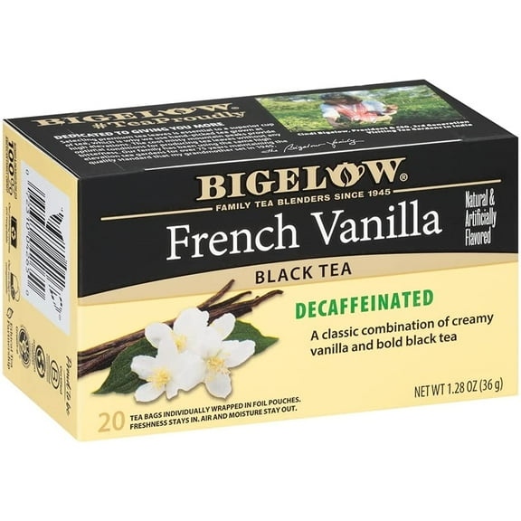 Bigelow Tea Decaffeinated French Vanilla Black Tea Bags, 120 Count, Pack Of 6