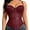 Burgundy, variant on Women's Mesh Boned Corset Top with Pads Waist Cincher Tummy Control Shapewear Outerwear Camisole Bustier Beige