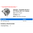 thumbnail image 2 of Alternator - Compatible with 2011 - 2017 Nissan Juke 1.6L 4-Cylinder 2012 2013 2014 2015 2016, 2 of 2