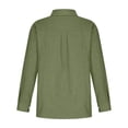 thumbnail image 5 of Penkiiy Linen Shirts for Women V Neck Button down Blouse Long Sleeve Office Work Tops Vintage Vacation Tees Shirt Blouse Tops S Green, 5 of 5