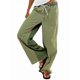 thumbnail image 3 of Pantalones de Rayas de Tiro Bajo para Mujer, Estilo Bohemio, con Cordón Ajustable y Pernera . Verde XL, 3 of 9