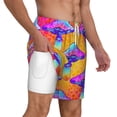 thumbnail image 3 of Picia Magic Mushrooms pattern Mens Swim Trunks with Compression Liner Stretch Beach Shorts Quick Dry with Zipper Pockets No-Chafing Board Shorts-3X-Large, 3 of 9