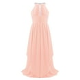 thumbnail image 3 of Oyolan Robe de Demoiselle d'Honneur pour Enfants Robe Longue en Chiffon pour Concours Soirée Danse Robe Rose Clair 12, 3 of 6