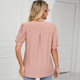 thumbnail image 5 of FLMEI Womens Summer T Shirts Tops Knit Neck Crewneck Womens Short Sleeve Casual Solid Color Tees,S-2XL, 5 of 9