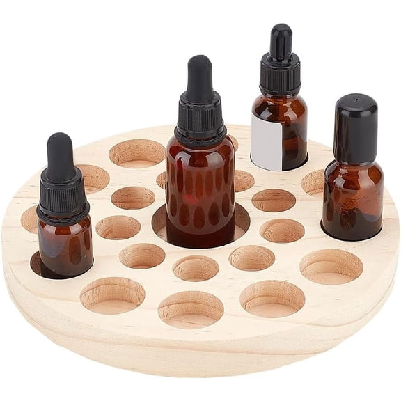 22 Slots Small Essential Oil Bottle Holder Wood Round Storage Display Rack Tabletop Essential Oil Bottles Wooden Storage Display Stand for Home Salon for making