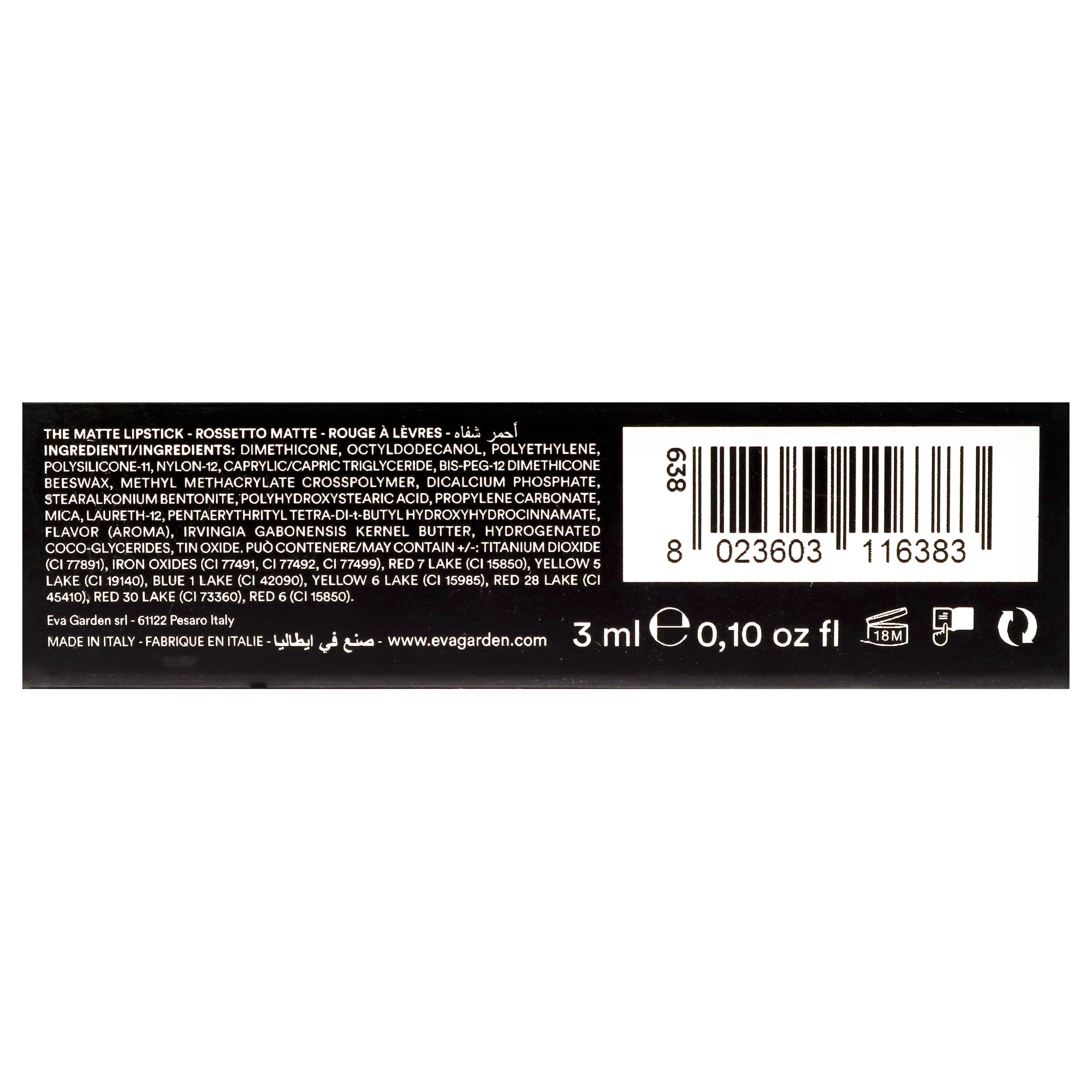 EVAGARDEN The Matte Lipstick - Velvety Texture and Vibrant Ultra-Matte Finish - Pigmented, Soft and Silky Formula and Smooth Application - Offers Bold Saturated Color - 638 Juicy Red - 0.1 oz
