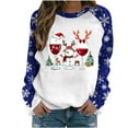 thumbnail image 3 of Fartey Women's Christmas Crewneck Sweatshirts Loose Comfy Long Sleeve Raglan Sweatshirt Funny Xmas Graphic Sweatshirts Fashion Holiday Party Pullover Tops Blue L, 3 of 5